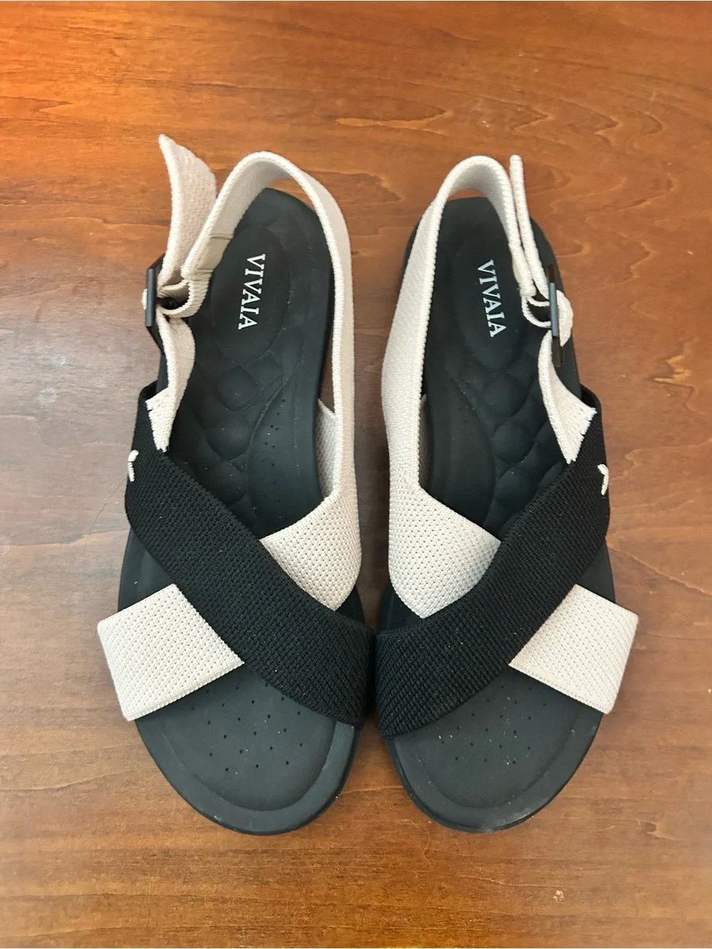VIVAIA Arch Pro Adapt all comfort Stretch Black & Cream Women's Sandals size 5.5 - Picture 2 of 10